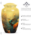 Cremation urn with humming birds