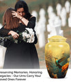 Cremation urn with humming birds