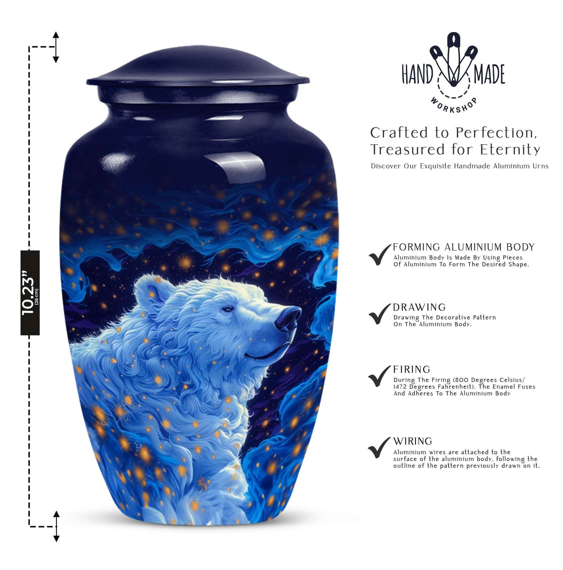 Classic 10-inch bear urn, memorial urn for mom