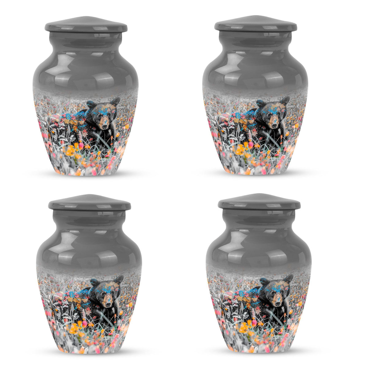 Classic 10-inch bear urn, aluminium cremation memorial urn.