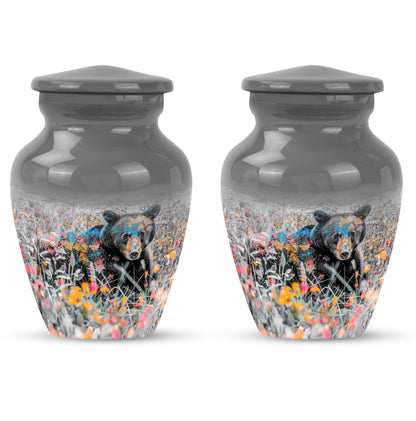 Classic 10-inch bear urn, aluminium cremation memorial urn.