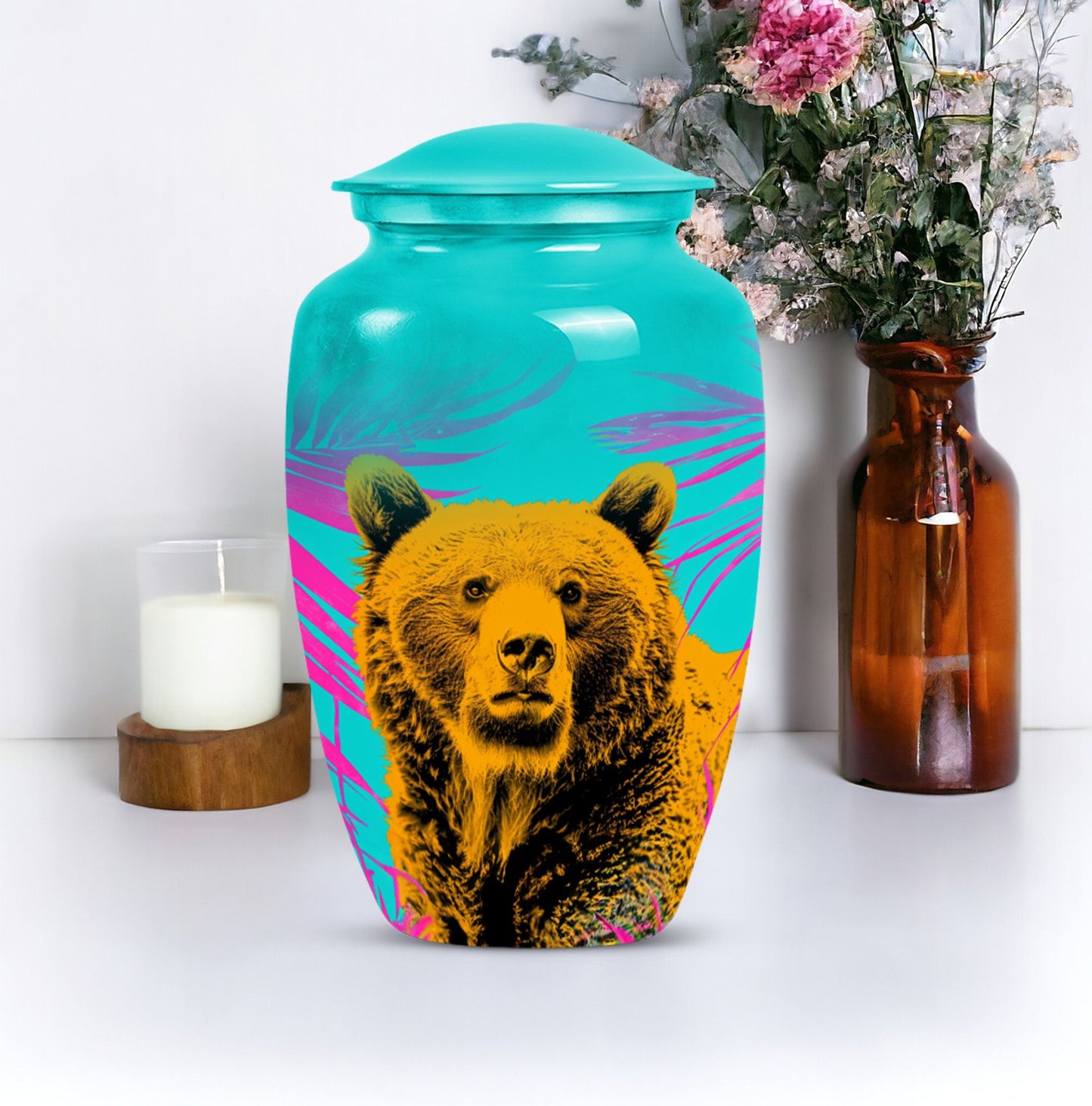 Classic 10-inch bear urn, uniquely crafted for human ashes