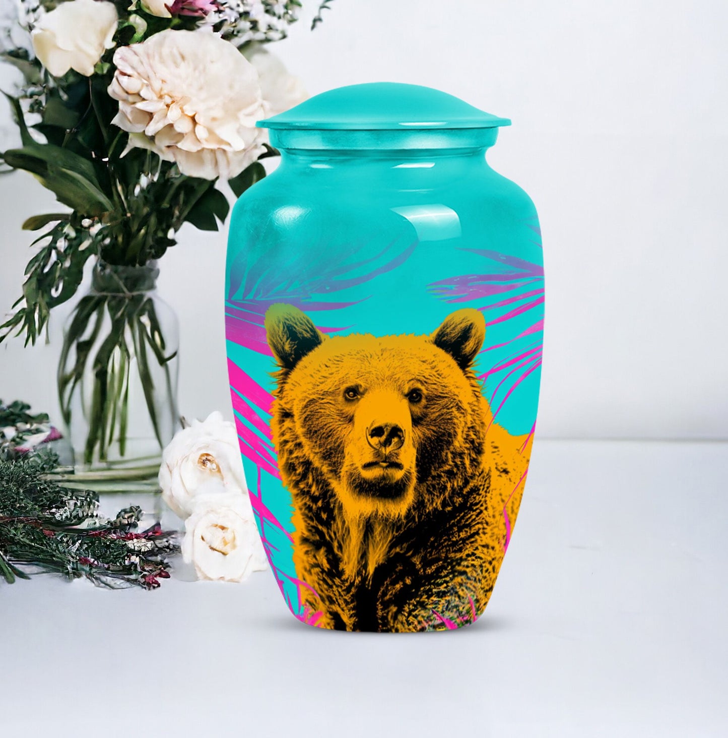 Classic 10-inch bear urn, uniquely crafted for human ashes