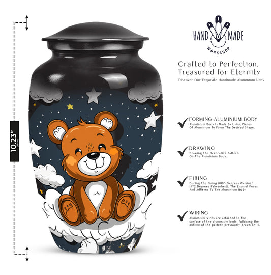 10-inch Classic bear URN, Aluminium memorial funeral urn.