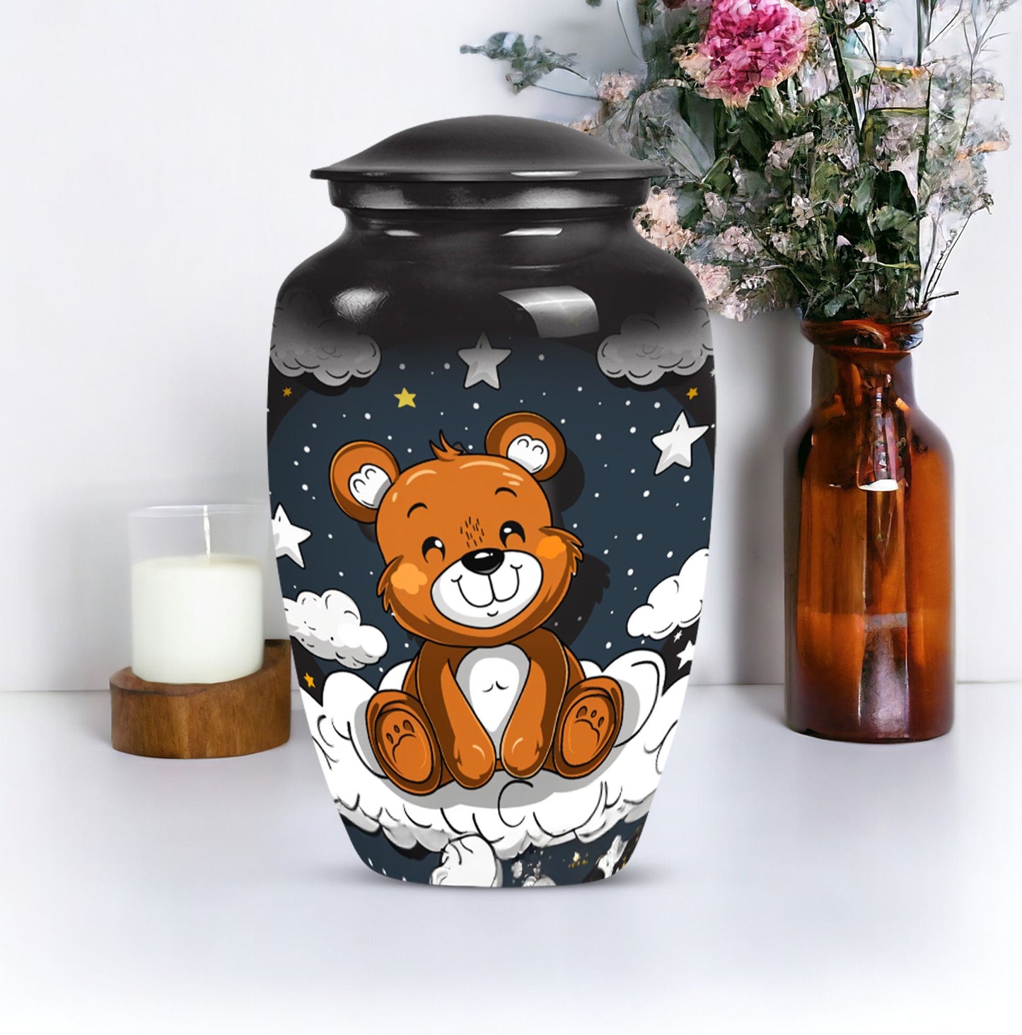 10-inch Classic bear URN, Aluminium memorial funeral urn.