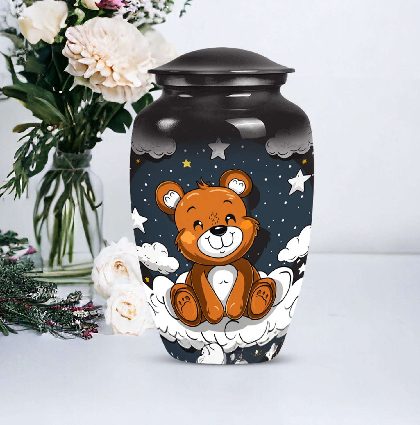 10-inch Classic bear URN, Aluminium memorial funeral urn.