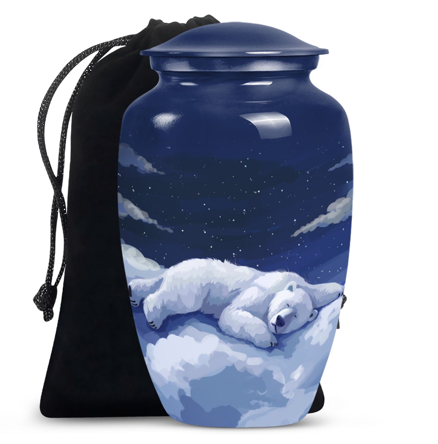 Classic 10-inch bear urn made of aluminium for woman's ashes
