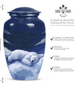 Classic 10-inch bear urn made of aluminium for woman's ashes
