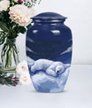 Classic 10-inch bear urn made of aluminium for woman's ashes