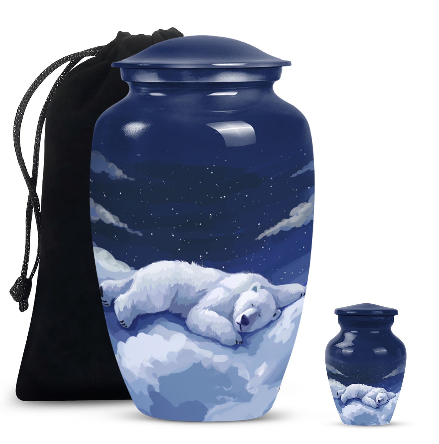 Classic 10-inch bear urn made of aluminium for woman's ashes