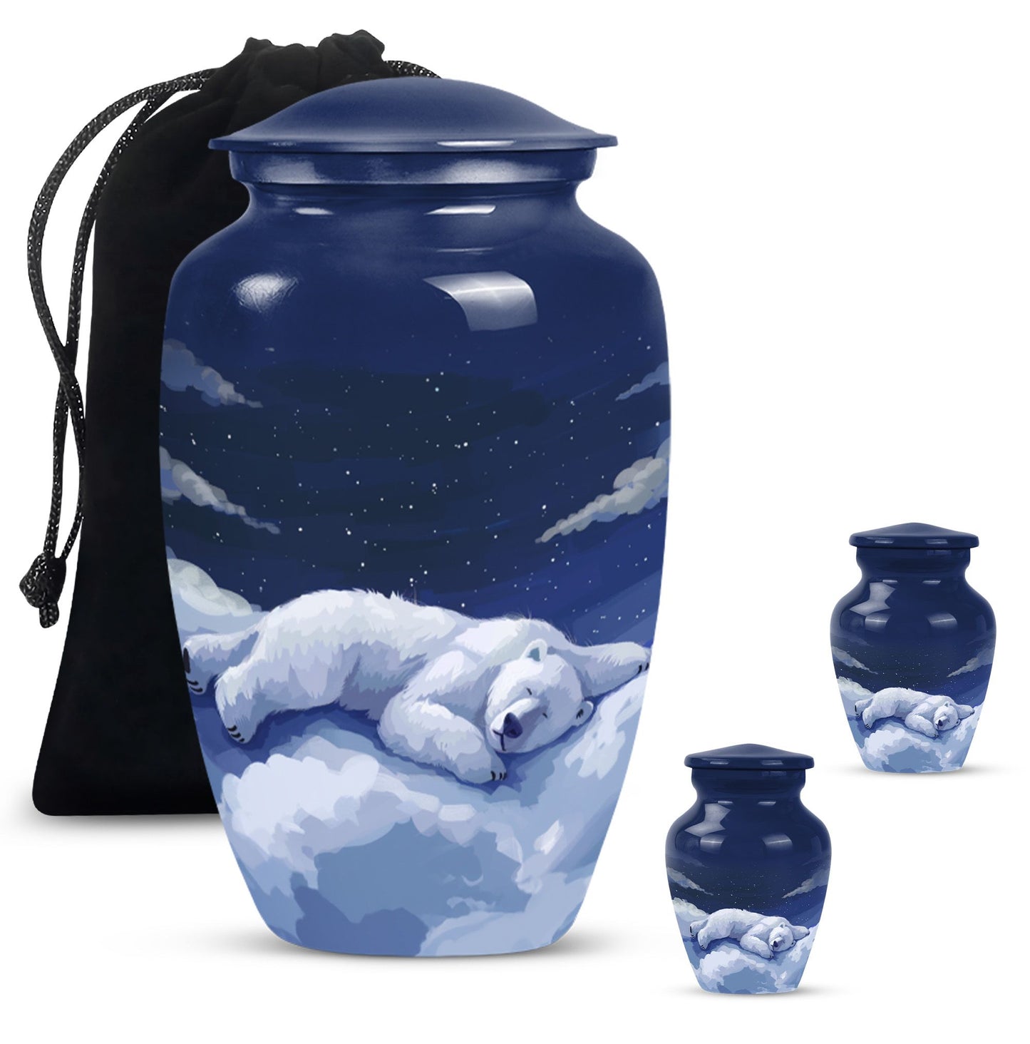 Classic 10-inch bear urn made of aluminium for woman's ashes