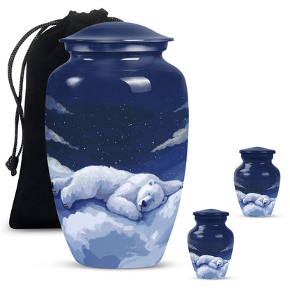 Classic 10-inch bear urn made of aluminium for woman's ashes