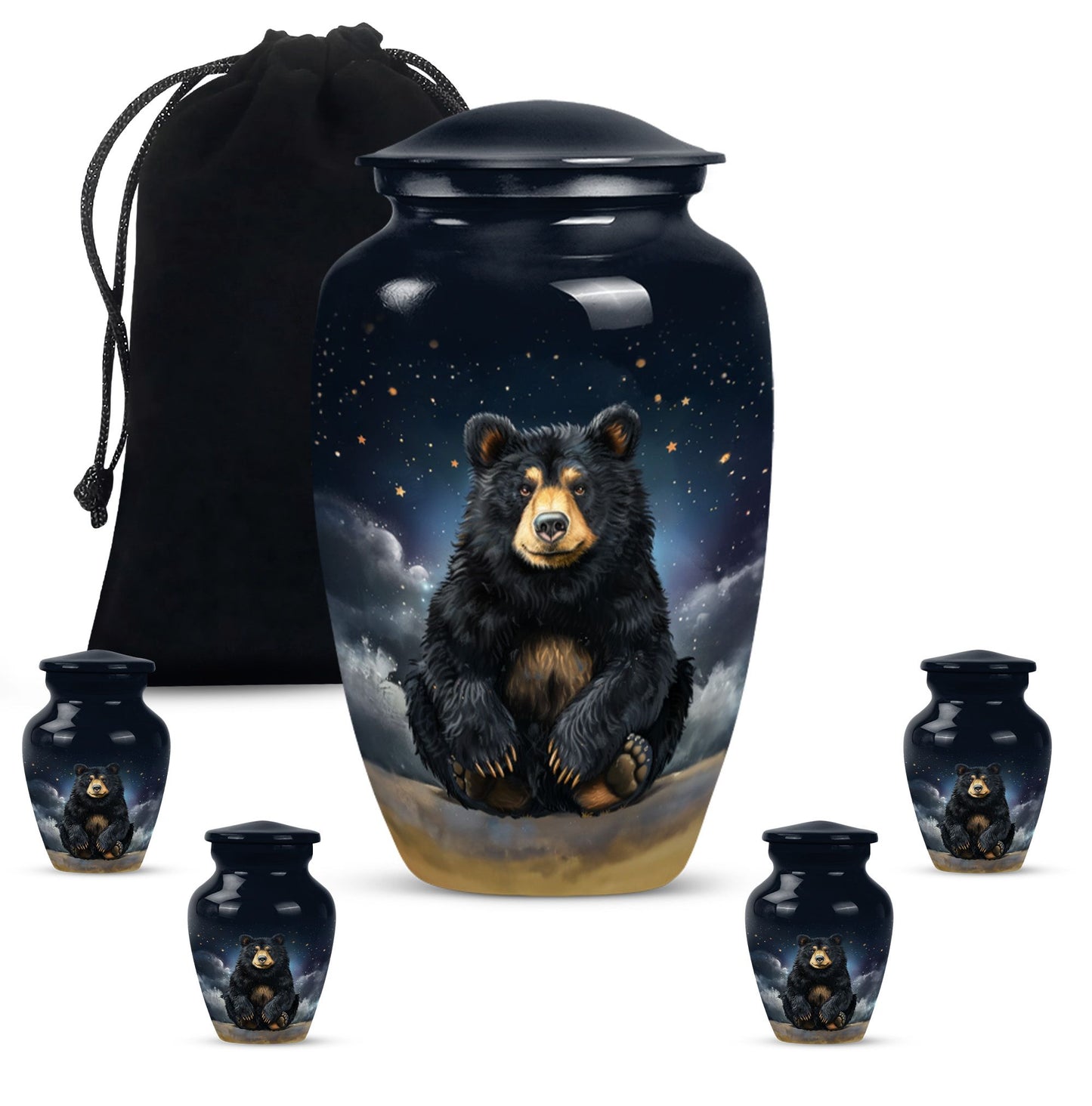 Classic 10-inch bear urn, aluminium memorial funeral urn