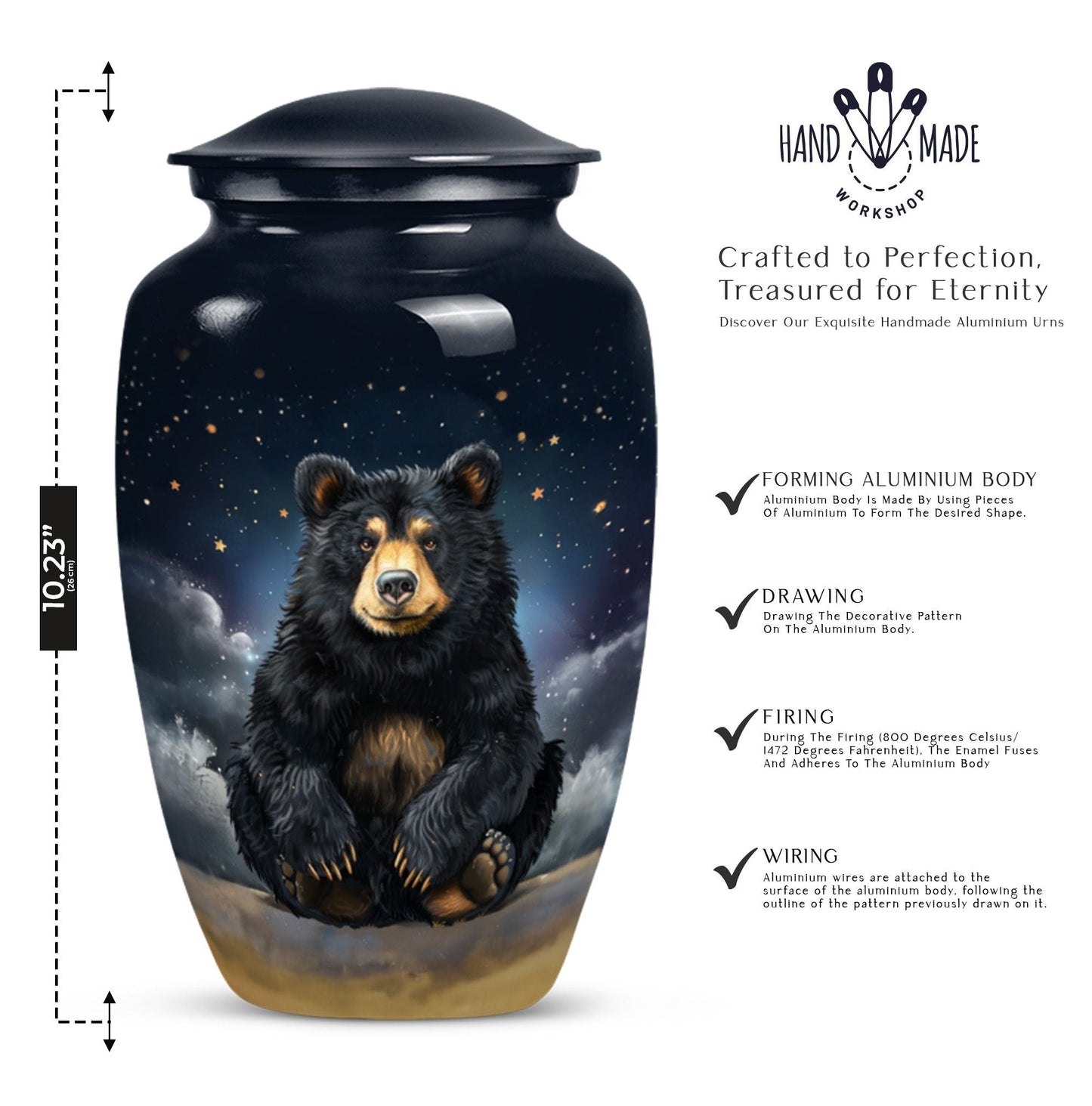 Personalized Galaxy Cremation Urn for Human Ashes - 10-inch, 200 cu in - Yatskia