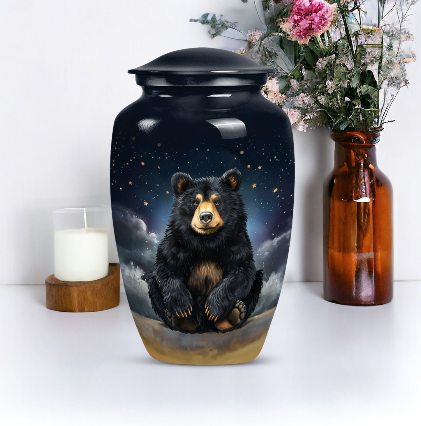 Classic 10-inch bear urn, aluminium memorial funeral urn
