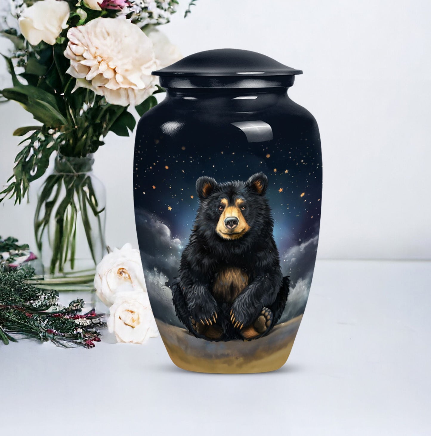 Classic 10-inch bear urn, aluminium memorial funeral urn