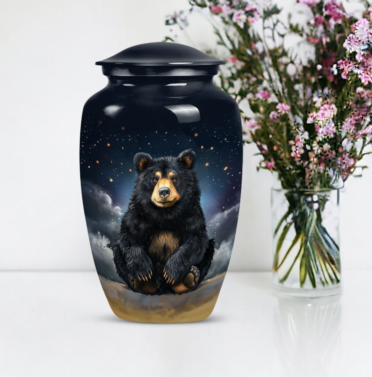 Classic 10-inch bear urn, aluminium memorial funeral urn