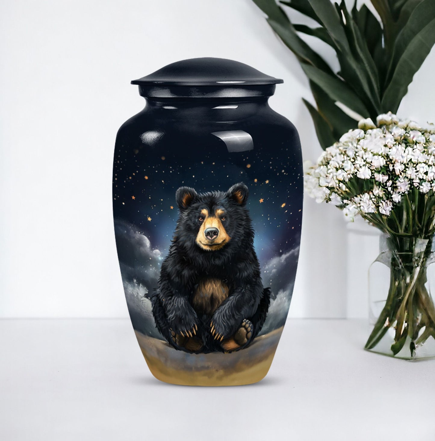 Classic 10-inch bear urn, aluminium memorial funeral urn