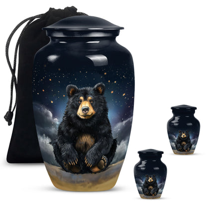 Classic 10-inch bear urn, aluminium memorial funeral urn