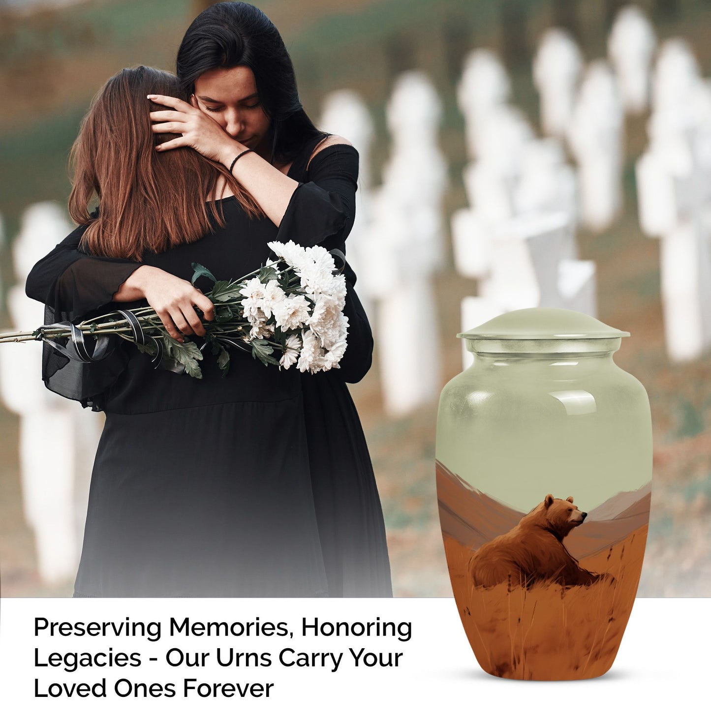 Classic 10-inch bear urn for cremation ashes,