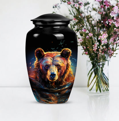 bear urn for adult ashes with engraving option.