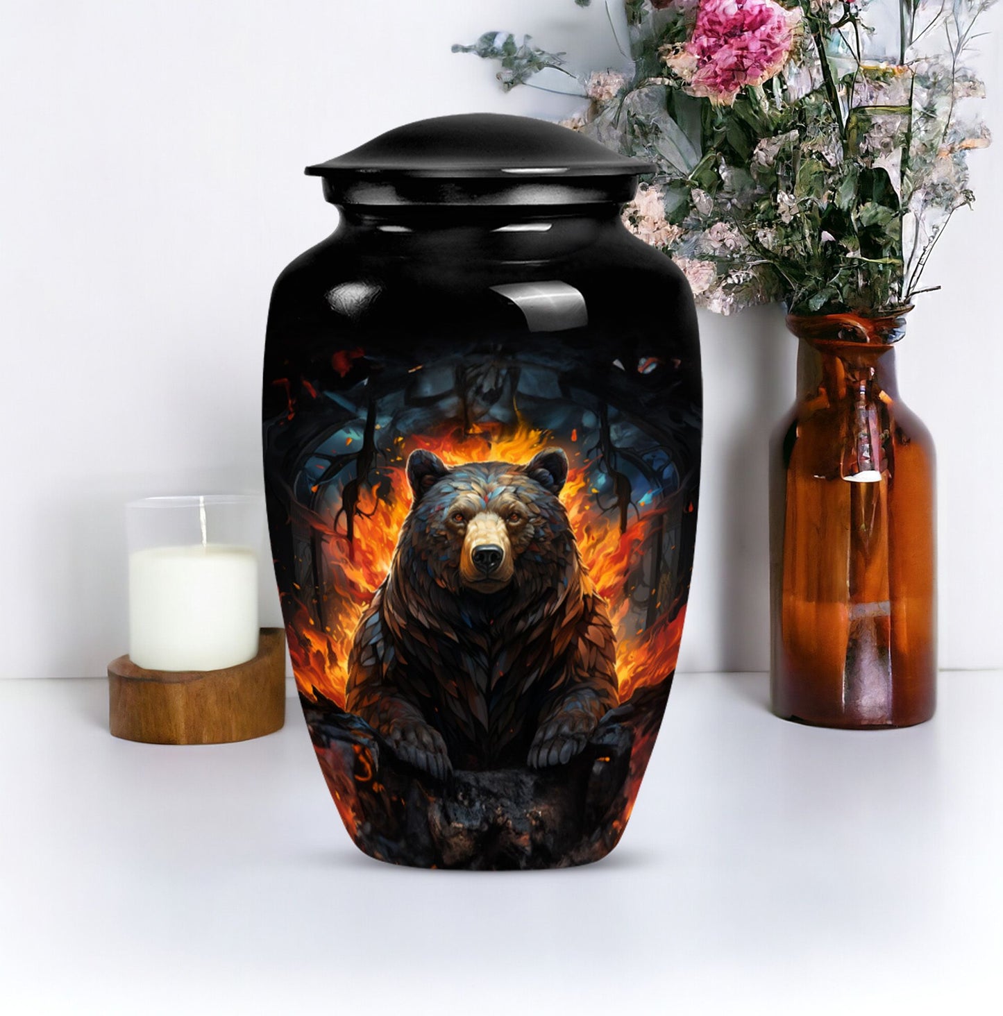 classic bear urn for adult female burial
