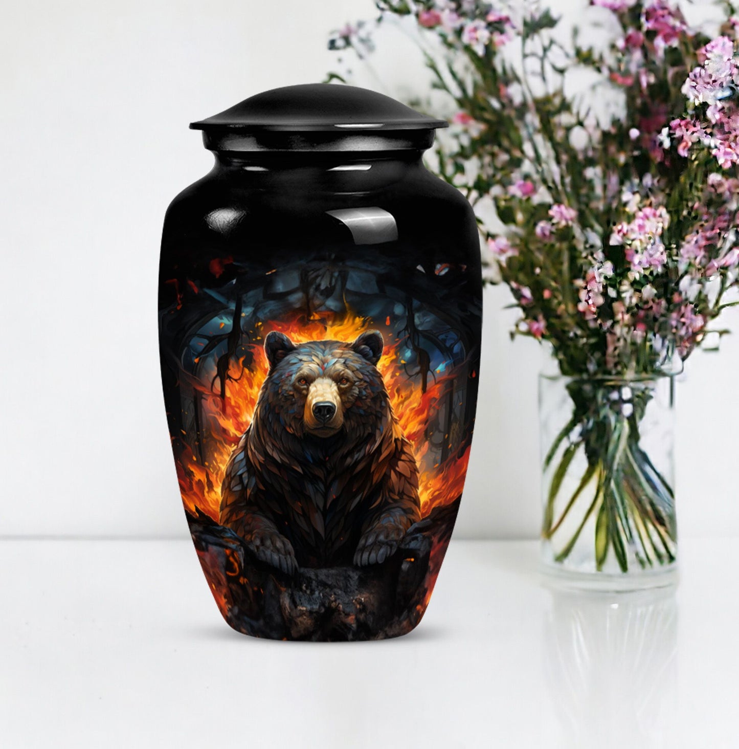classic bear urn for adult female burial