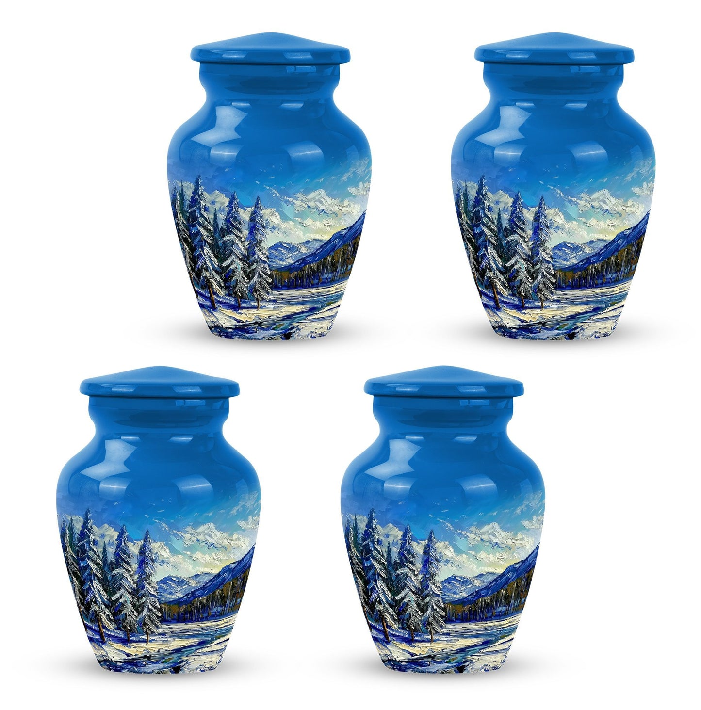 Large 10 inch abstract design Mountains Urn, aluminum