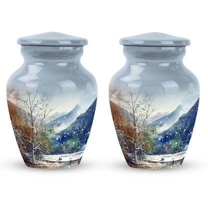 Abstract-themed Mountains Urn.