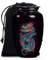 Dragon urn, a classic, large aluminium funeral urn.