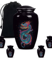 Dragon urn, a classic, large aluminium funeral urn.