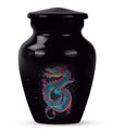 Dragon urn, a classic, large aluminium funeral urn.