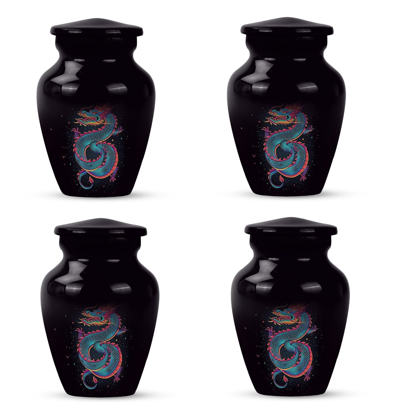 Dragon urn, a classic, large aluminium funeral urn.