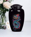 Dragon urn, a classic, large aluminium funeral urn.