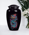 Dragon urn, a classic, large aluminium funeral urn.