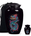 Dragon urn, a classic, large aluminium funeral urn.