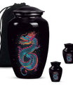 Dragon urn, a classic, large aluminium funeral urn.