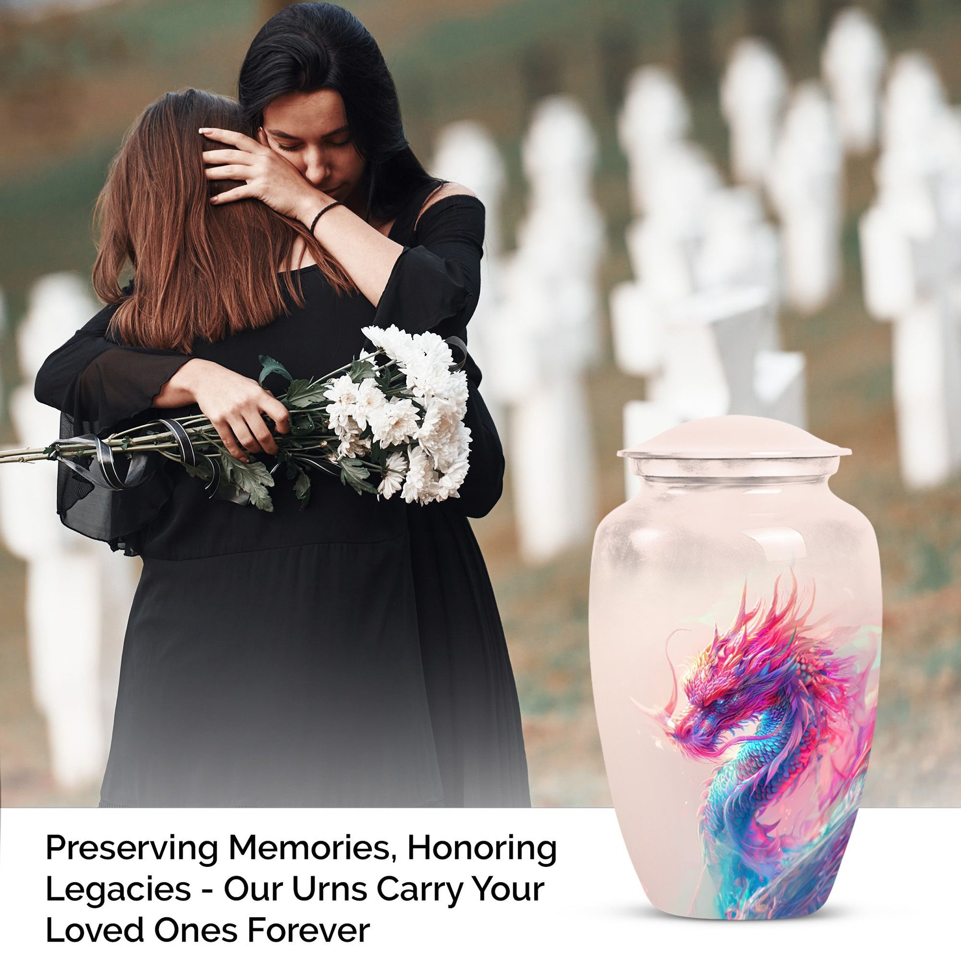 10-inch classic dragon urn, aluminium, customized