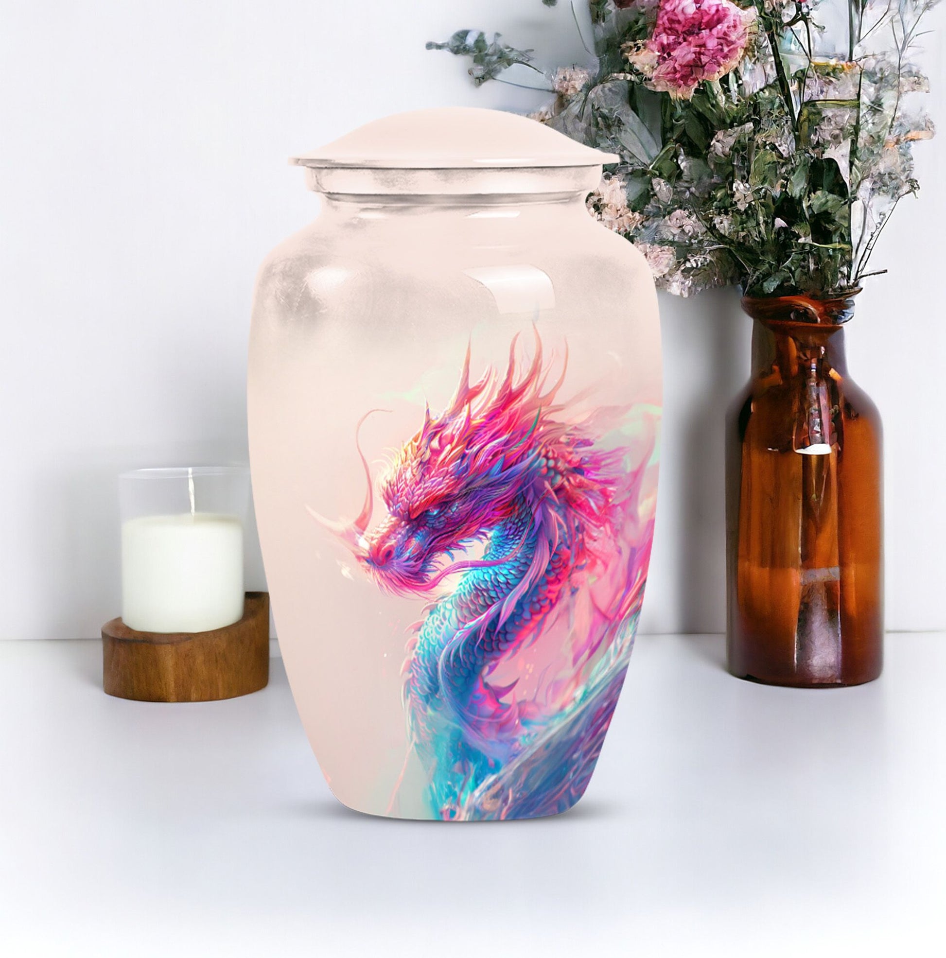 10-inch classic dragon urn, aluminium, customized