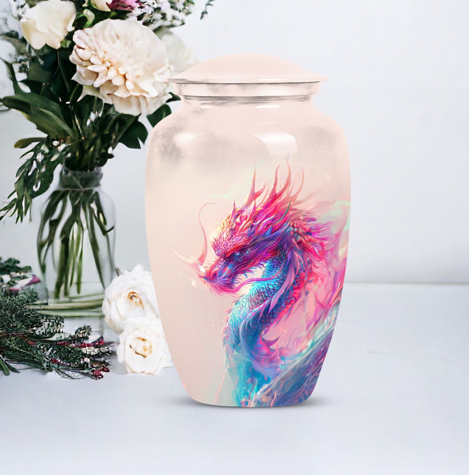 10-inch classic dragon urn, aluminium, customized
