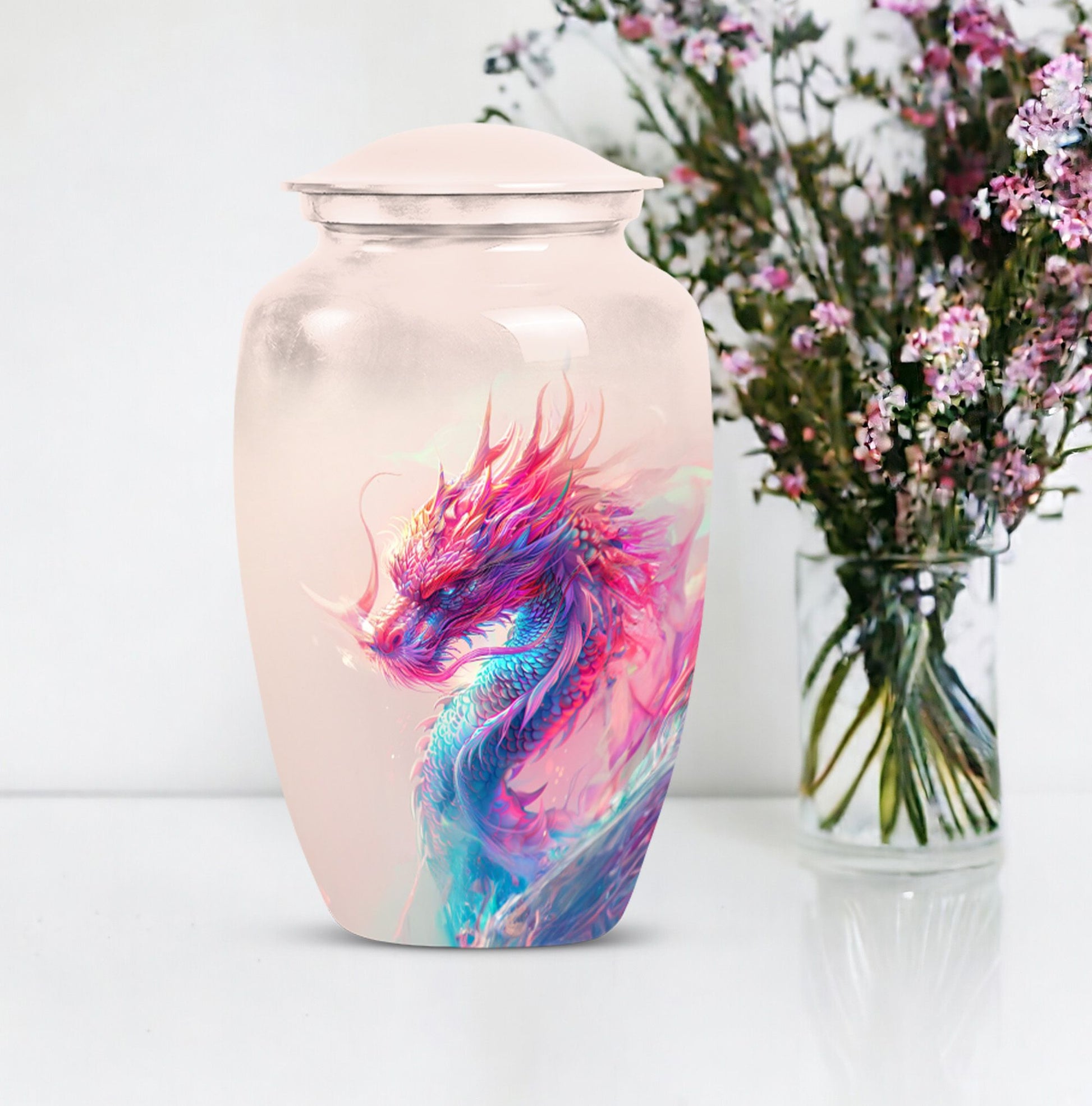 10-inch classic dragon urn, aluminium, customized