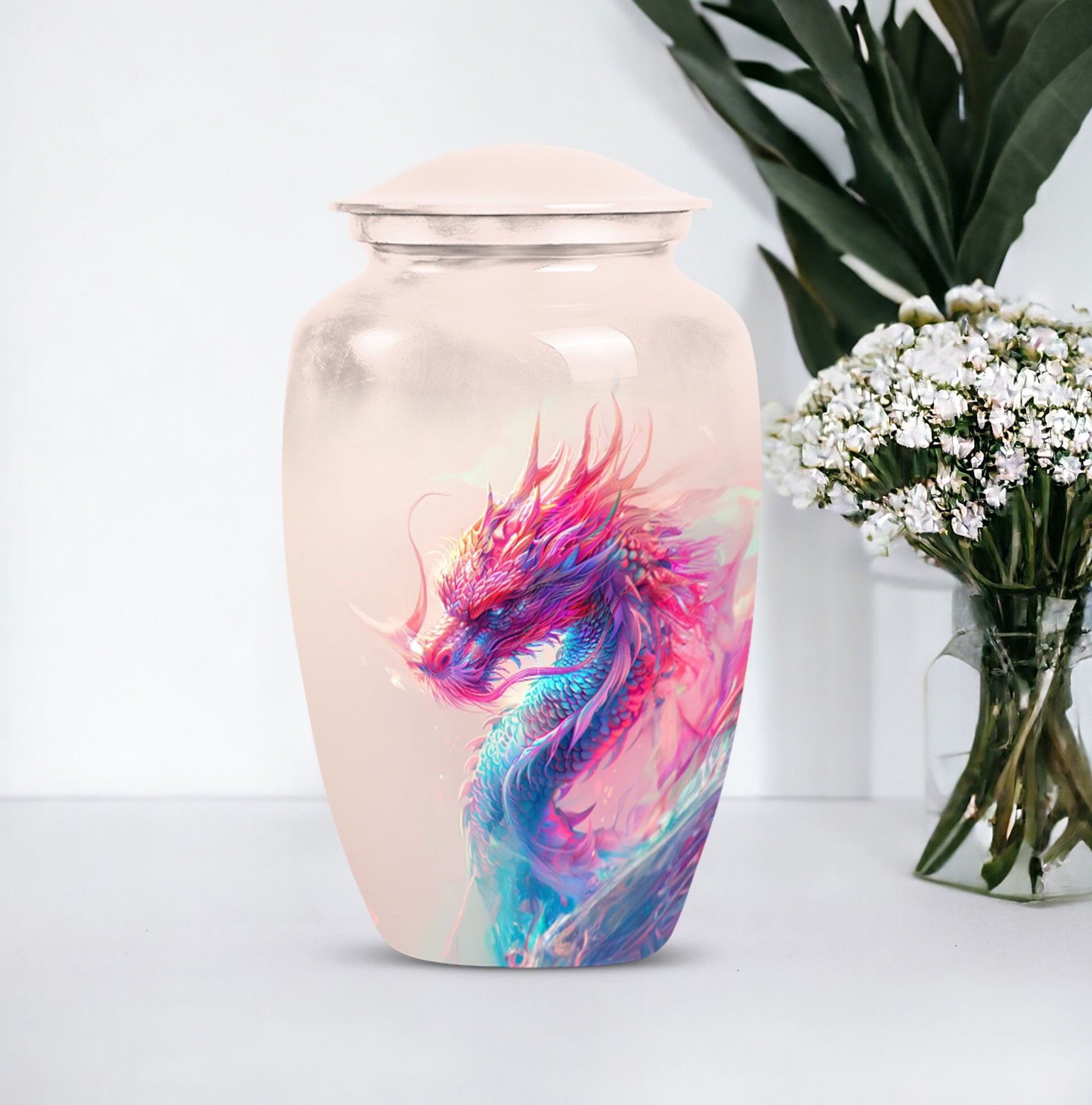 10-inch classic dragon urn, aluminium, customized