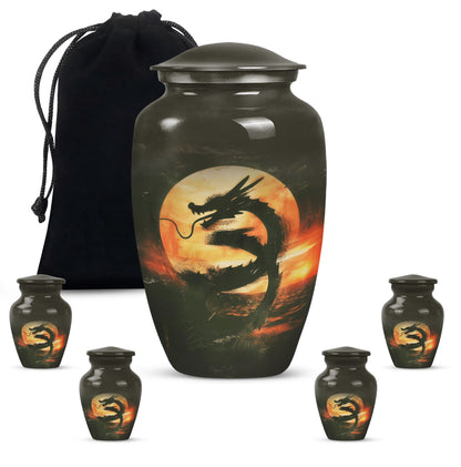 Classic 10-inch dragon pattern aluminium urn 