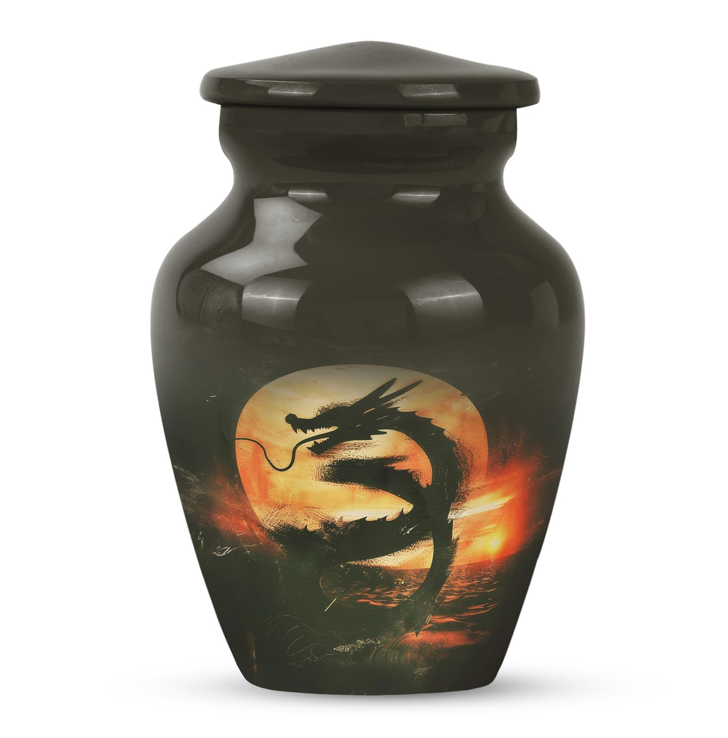 Classic 10-inch dragon pattern aluminium urn 