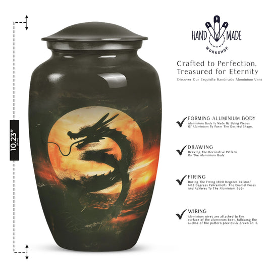 Classic 10-inch dragon pattern aluminium urn 