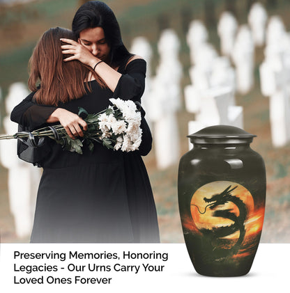 Classic 10-inch dragon pattern aluminium urn 