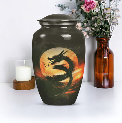 Classic 10-inch dragon pattern aluminium urn 