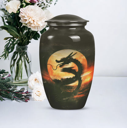 Classic 10-inch dragon pattern aluminium urn 