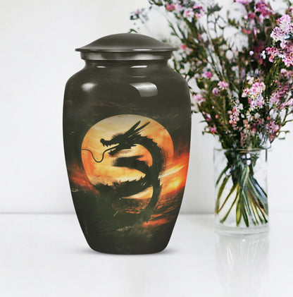 Classic 10-inch dragon pattern aluminium urn 