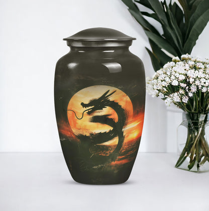 Classic 10-inch dragon pattern aluminium urn 